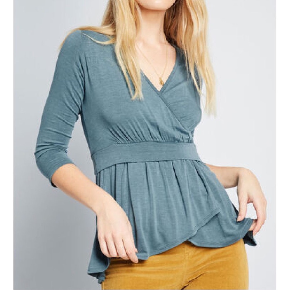 NWT ModCloth empire waist surplice knit top
